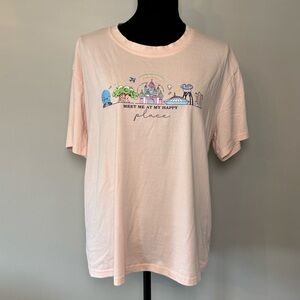 Disney World Shirt Women’s 2X Meet Me at my Happy Place Light Peach Parks Icons